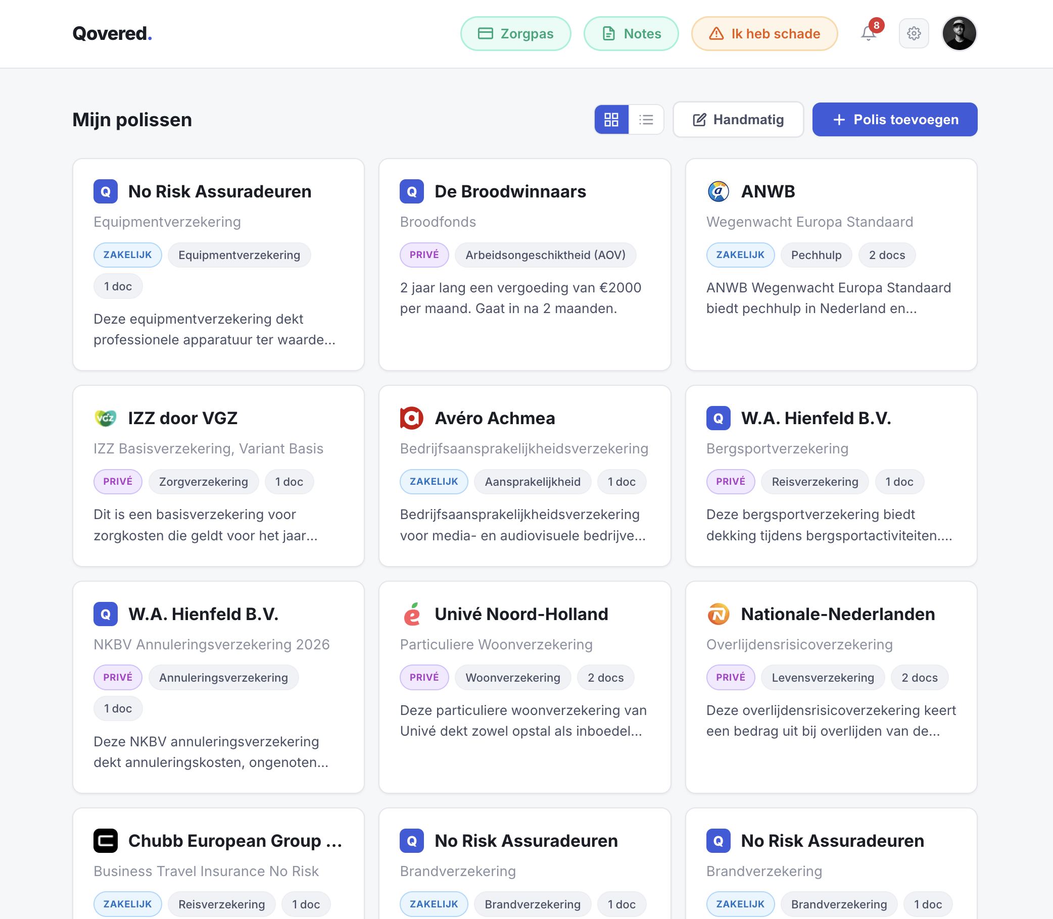 Qovered dashboard